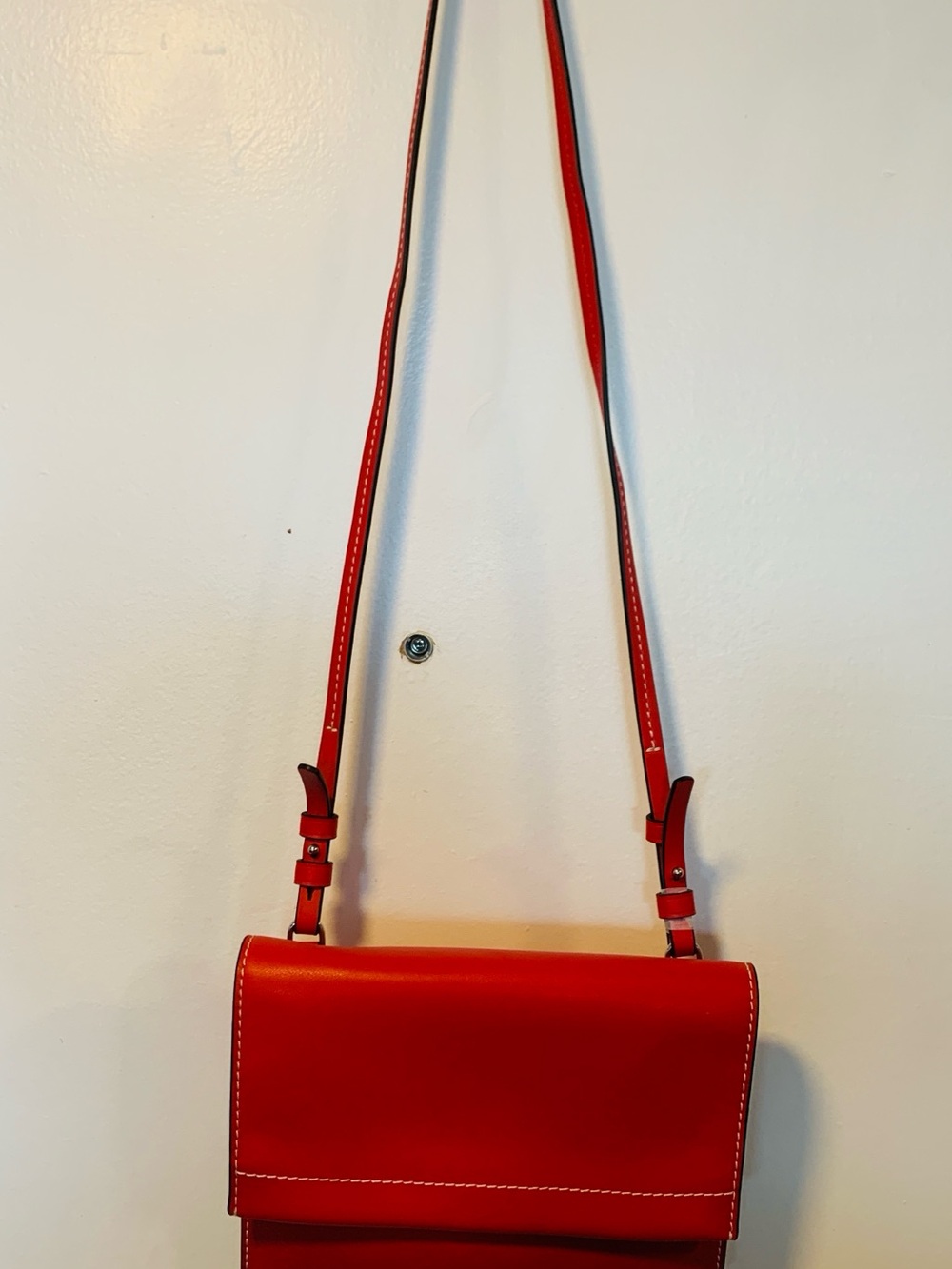 Proenza Schouler Red Leather Shoulder Bag with White Stitching